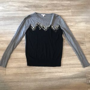 Bedazzled color block sweater